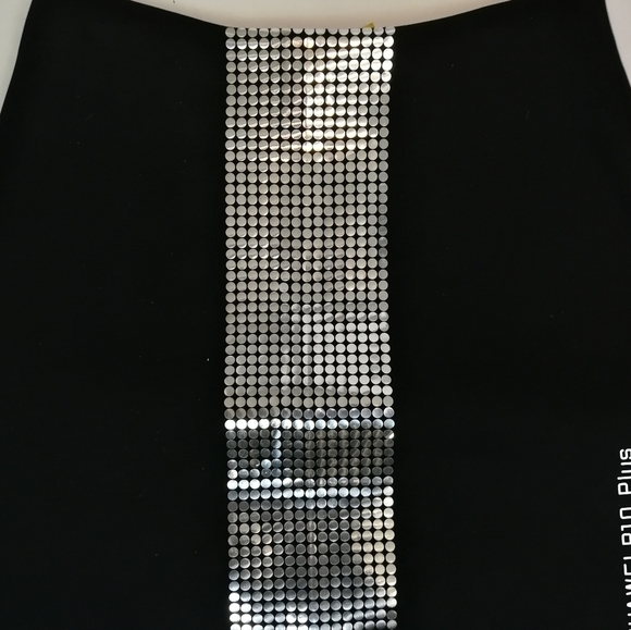 90s vintage black silver Disco embellished a-line stretch viscose skirt - Picture 4 of 9